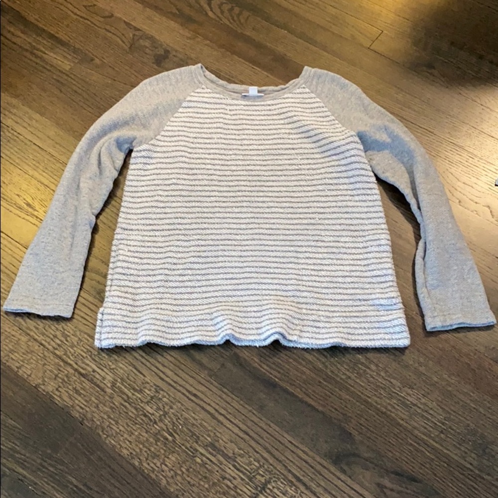 J. Jill Gray White Striped Sweater Pullover XS EUC